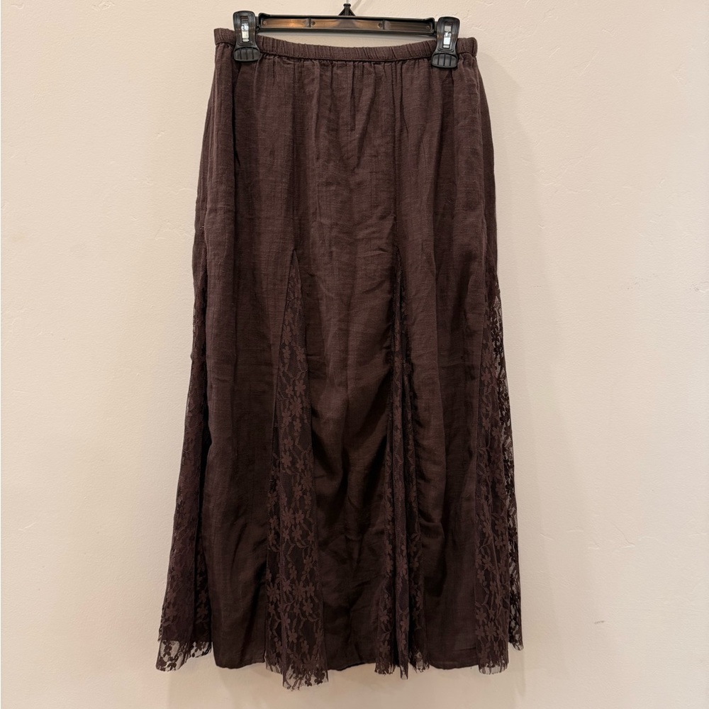 NWT American Eagle Brown Lace Panel Maxi Skirt Size Small